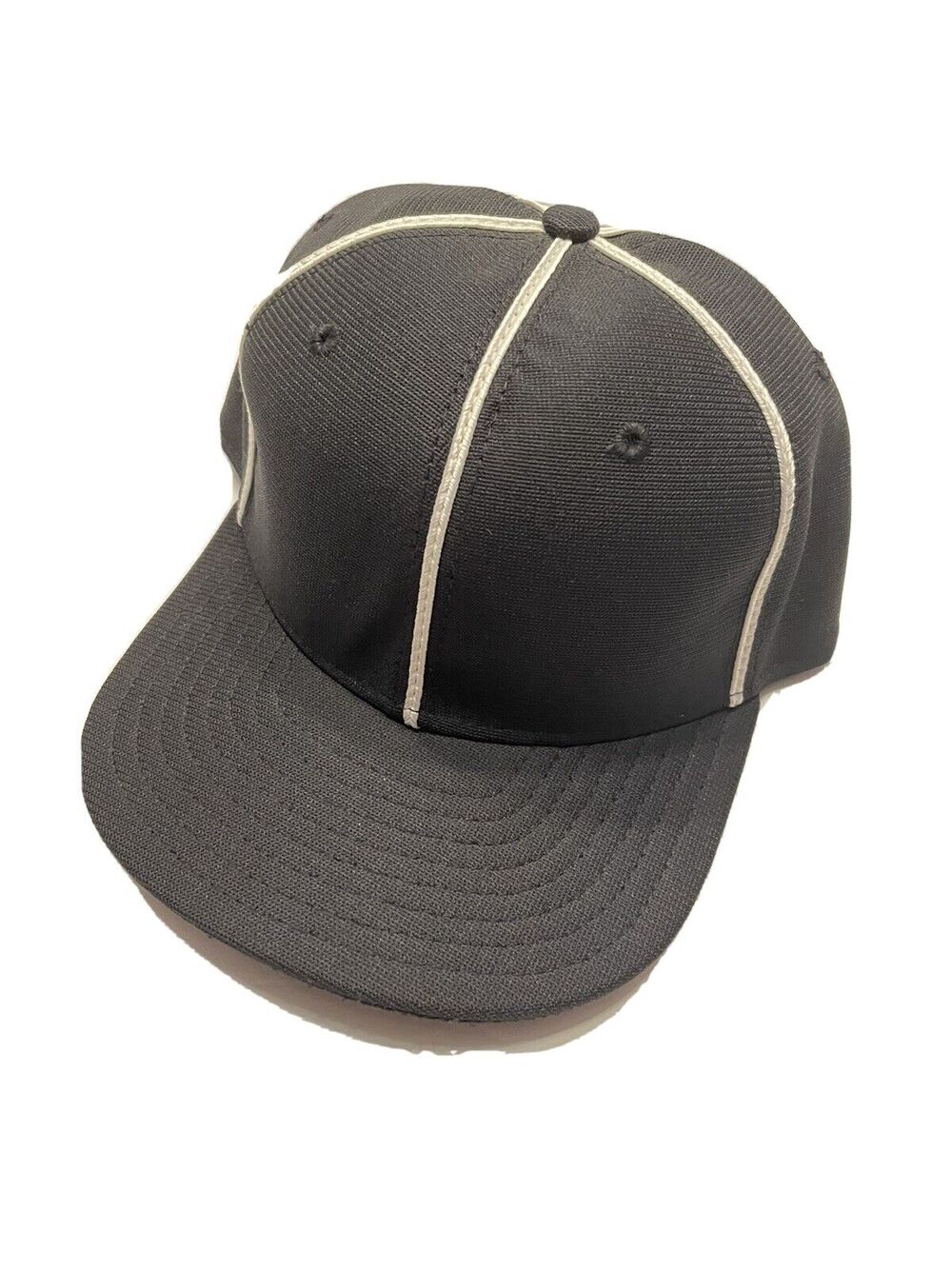 7 New Era Baseball Umpire Cap Black Striped Fitted Hat Made in USA